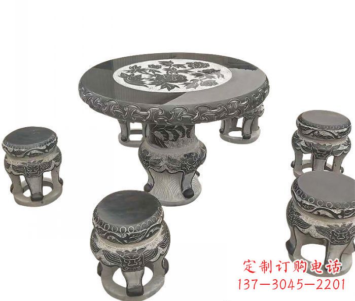 上海仿古圆形石桌凳雕塑