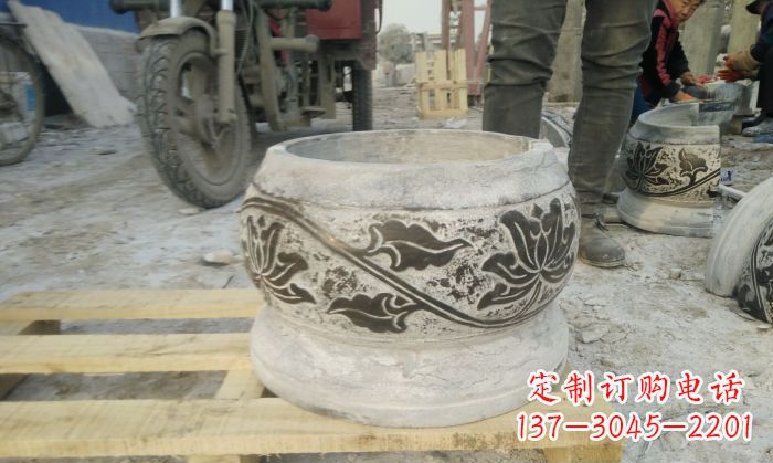 上海仿古圆形水缸石雕 (4)