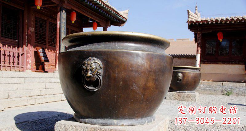 上海仿古圆形水缸铜雕