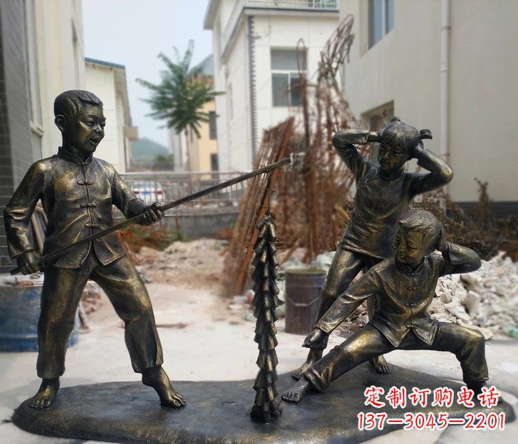 上海放鞭炮的儿童公园人物铜雕