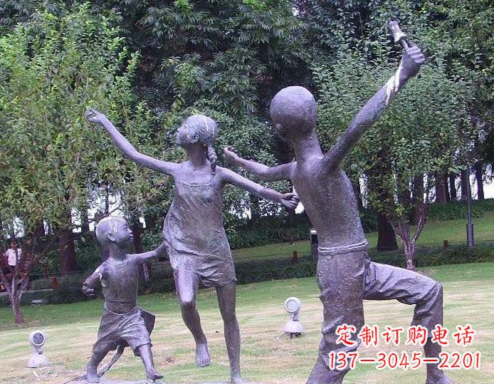 上海放风筝的儿童公园人物铜雕