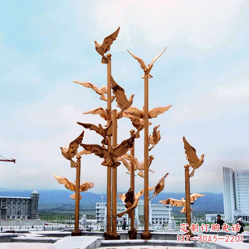上海中领雕塑传承祥和和平的和平鸽雕塑