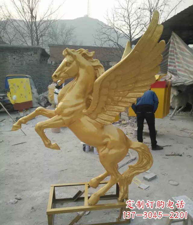 上海飞马动物铜雕，精美细腻