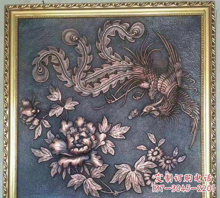 上海凤凰牡丹铜浮雕