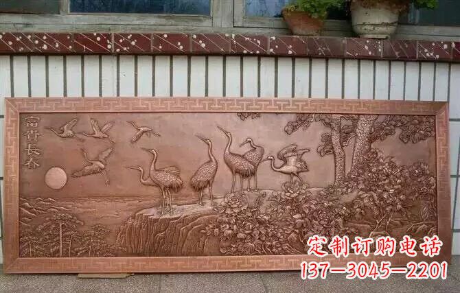 上海富贵仙鹤浮雕锻铜雕塑