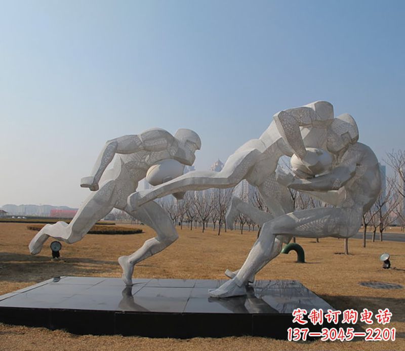 上海不锈钢橄榄球体育雕塑