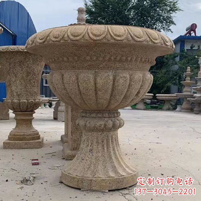 上海优雅高墩欧式石雕花盆