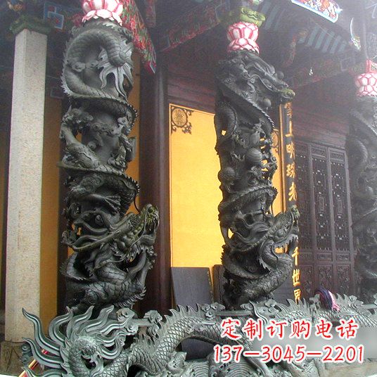 上海高浮雕龙柱铜雕塑