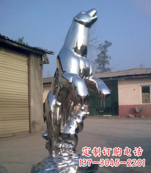上海公园不锈钢抽象北极熊动物雕塑