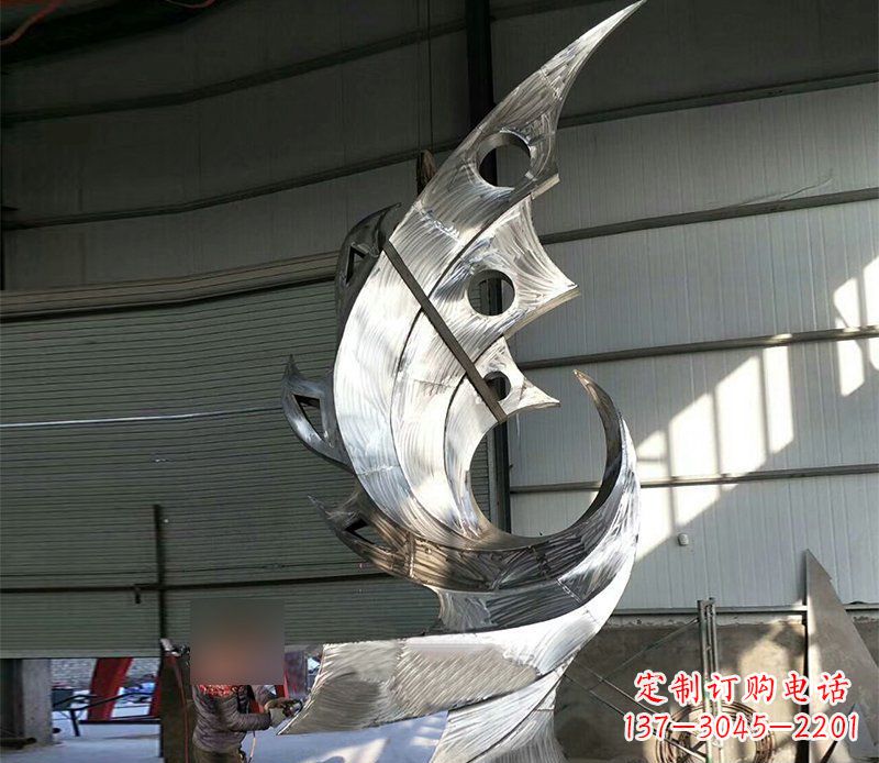 上海公园不锈钢抽象凤凰景观雕塑 (3)