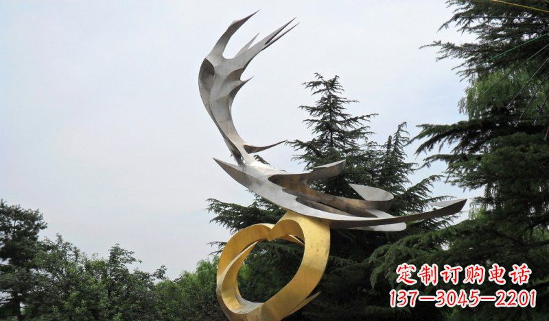 上海精美雕刻石膏抽象凤凰雕塑