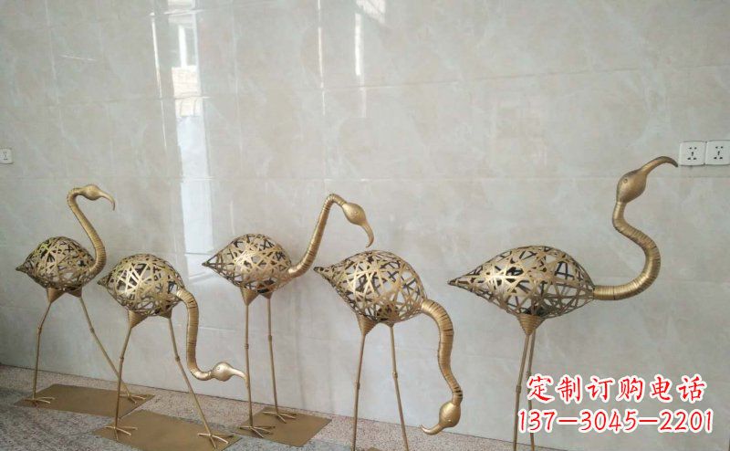 上海不锈钢抽象火烈鸟动物雕塑