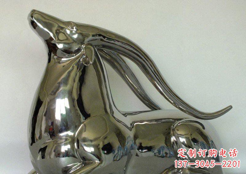 上海中领雕塑定制公园装饰不锈钢羚羊雕塑