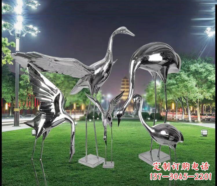 上海大型不锈钢仙鹤雕塑