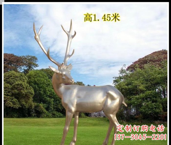 上海高端室外不锈钢巨型动物鹿雕塑