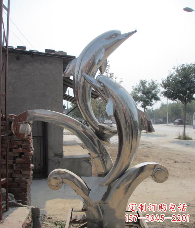 上海倾情展示——室外可靠不锈钢海豚雕塑