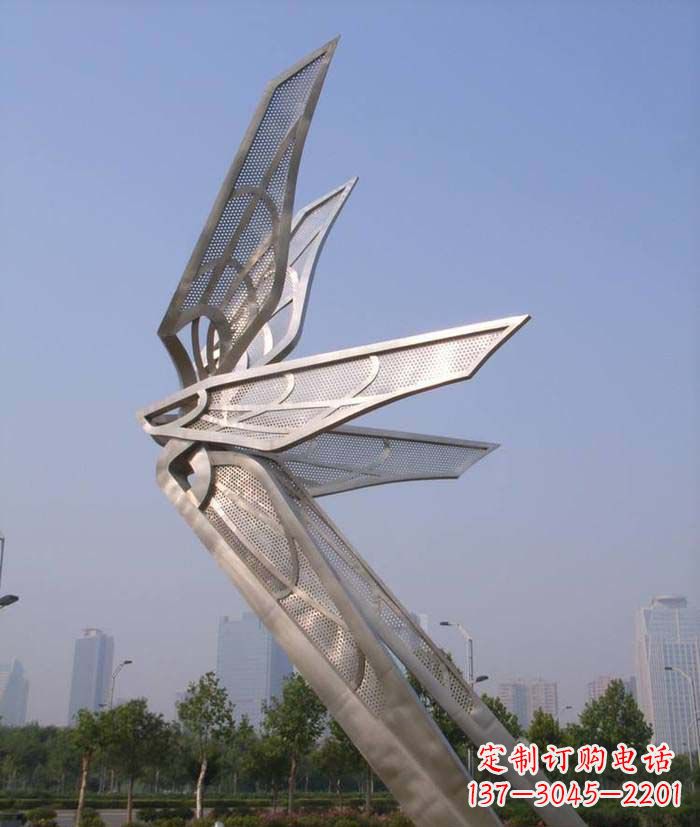 上海大型不锈钢蝴蝶翅膀雕塑