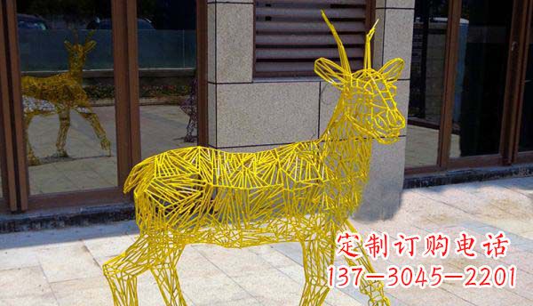 上海梦幻般的不锈钢小鹿大理石塑像