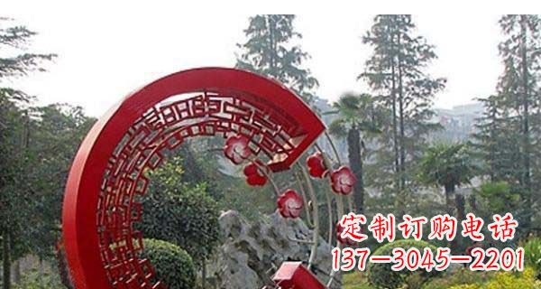 上海灵动奔放的不锈钢和梅花圆环雕塑
