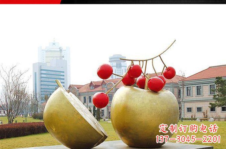 上海公园不锈钢苹果樱桃雕塑