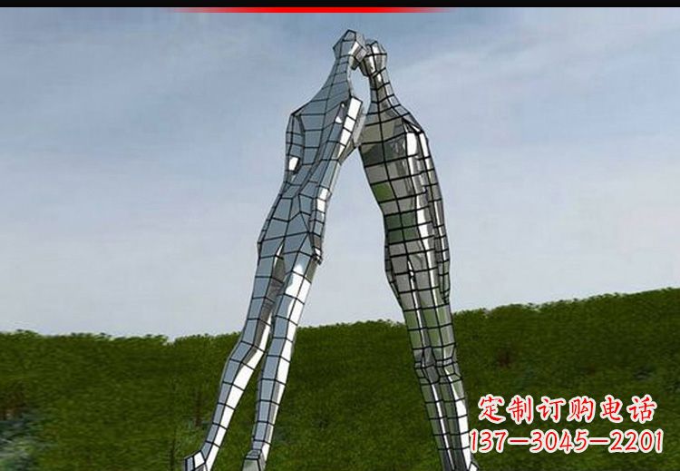 上海爱的无限，不锈钢情侣人物雕塑