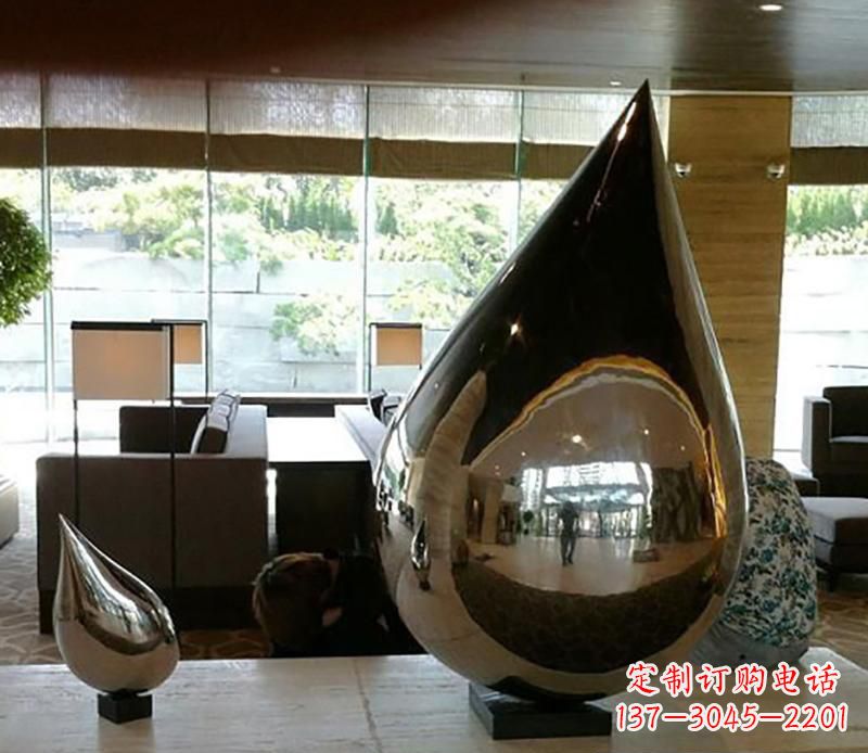 上海公园不锈钢水滴球景观雕塑