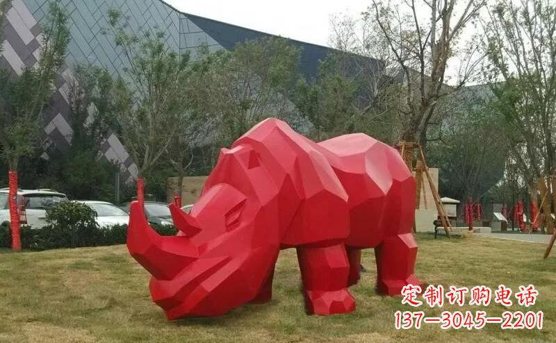 上海公园不锈钢犀牛雕塑