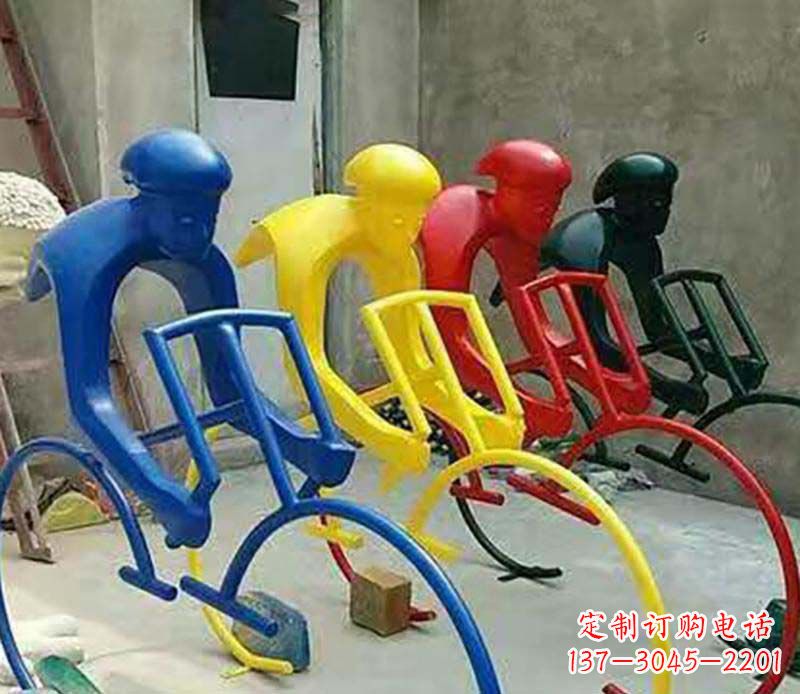 上海不锈钢自行车运动人物景观雕塑