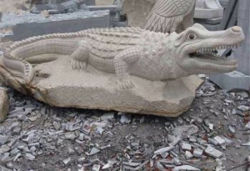 上海鳄鱼黄沙岩动物石雕精致装饰您的家