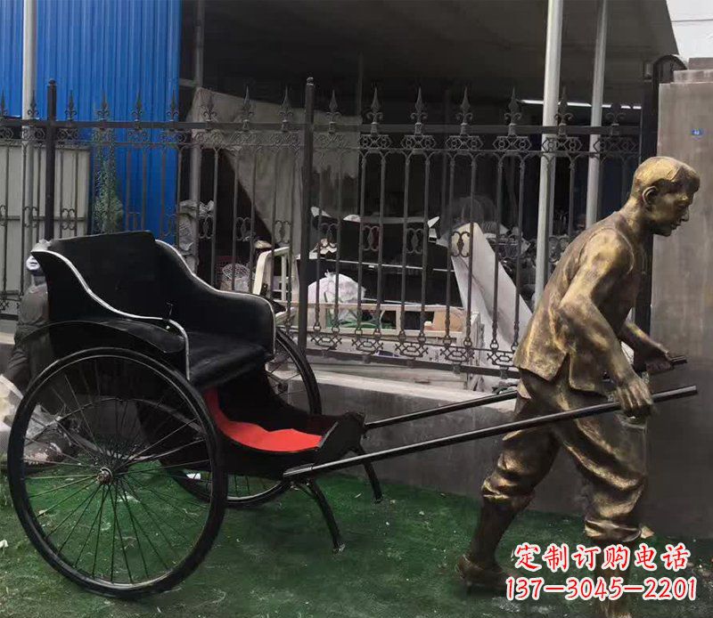 上海欣赏精美的手工雕刻车夫青铜雕塑