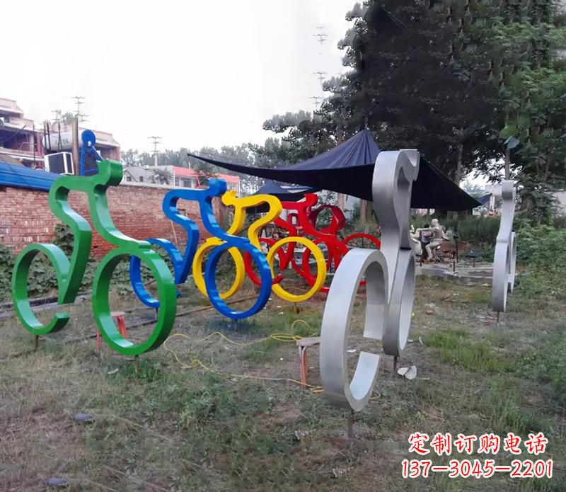 上海抽象不锈钢自行车雕塑