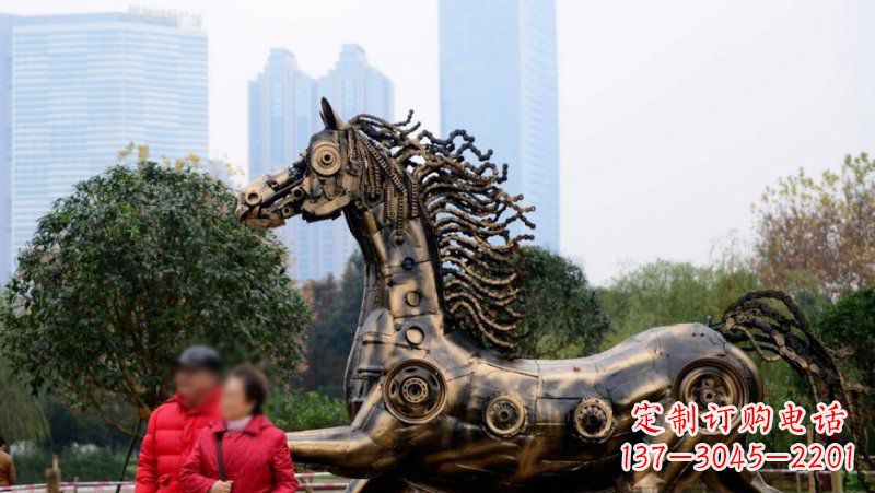 上海公园抽象机械马动物铜雕