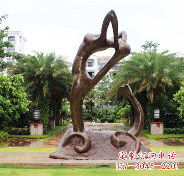 上海公园抽象美人鱼景观铜雕