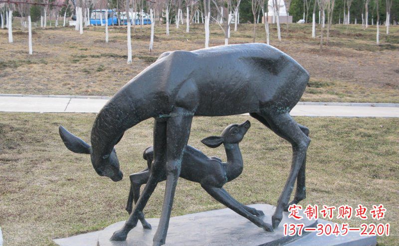 上海母子鹿铜雕艺术塑像