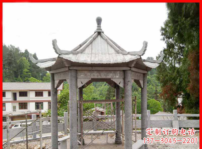 上海精美大理石六角石凉亭雕塑