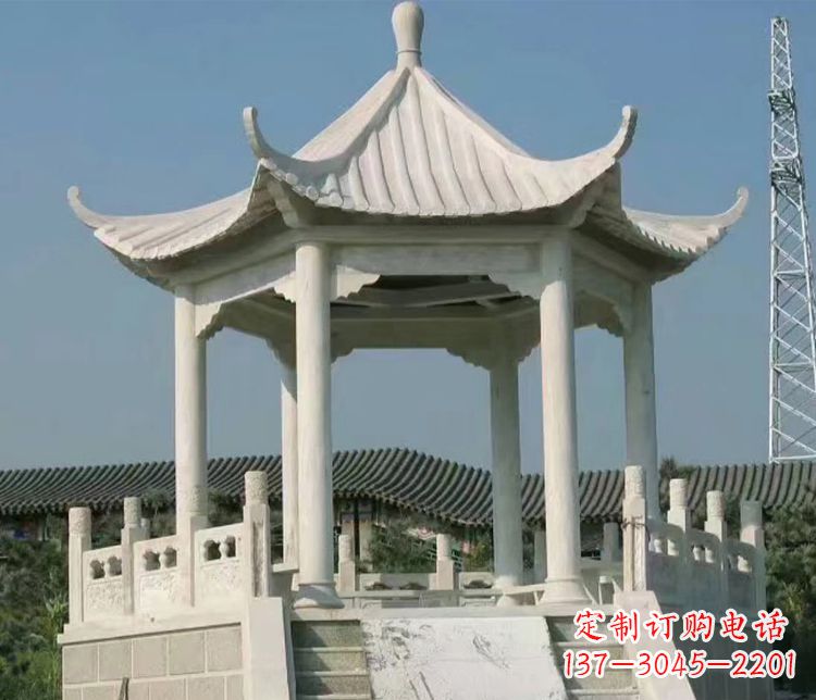 上海极具视觉冲击力的大理石六角石凉亭雕塑