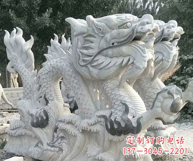 上海优雅古典大理石生肖龙雕塑