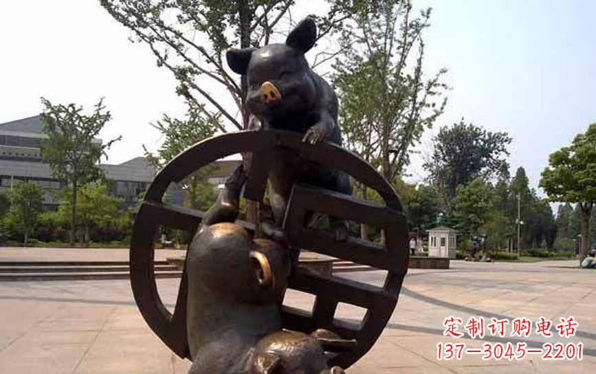 上海公园动物猪铜雕