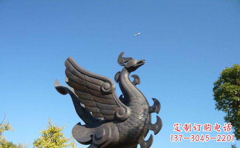 上海公园凤凰景观铜雕