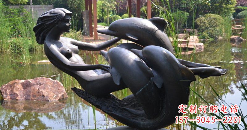 上海唯美风格海豚铜雕