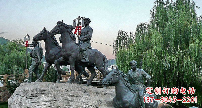 上海公园红军骑马景观铜雕