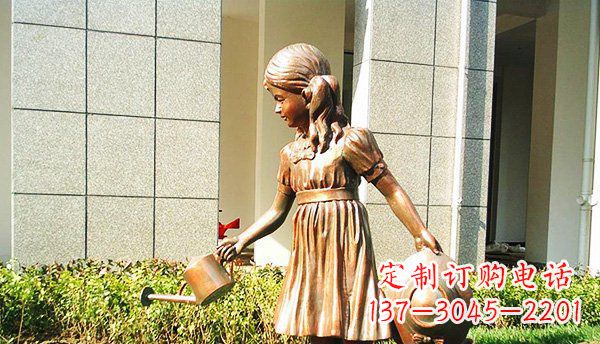 上海可爱的公园小女孩铜雕