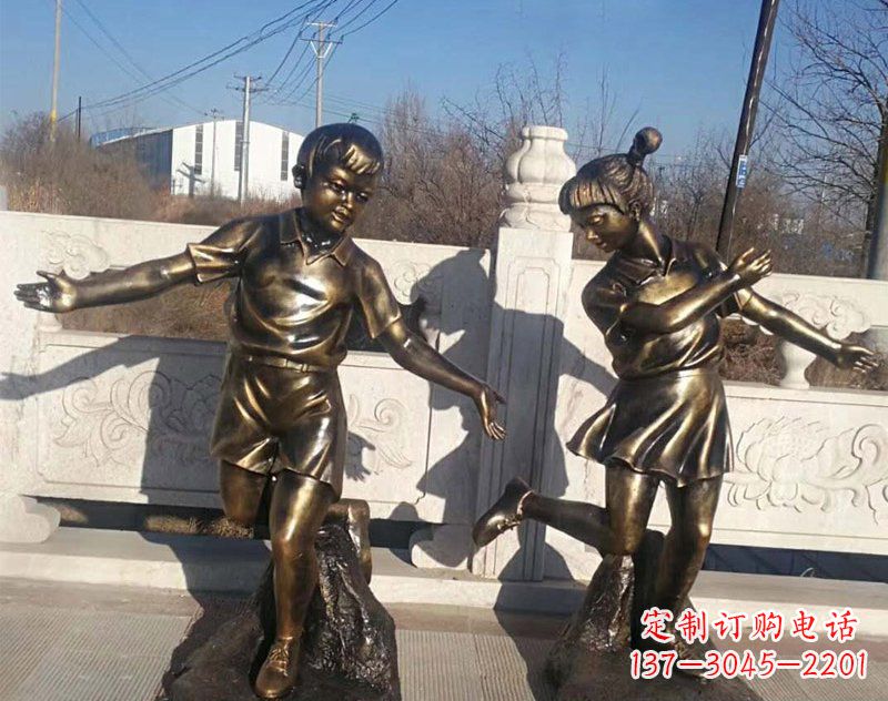 上海新颖花篮儿童铜雕