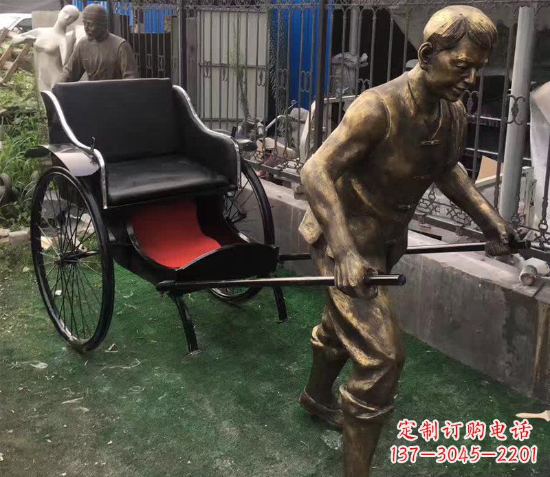 上海精美铜雕车夫人物雕塑