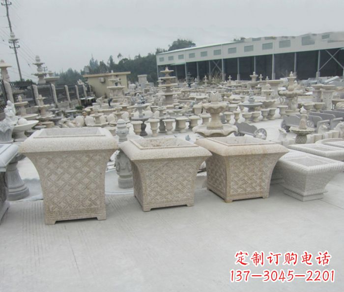 上海优雅花盆大理石雕塑