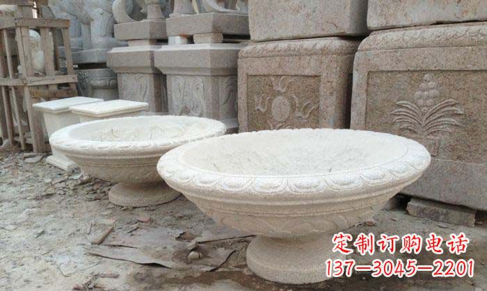 上海细腻雅致的大理石花盆石雕