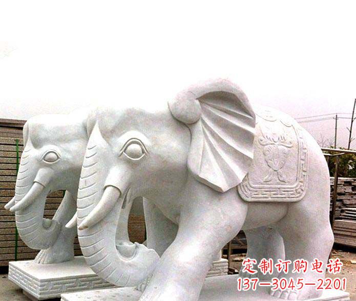 上海精致细腻的大象石雕景观雕塑