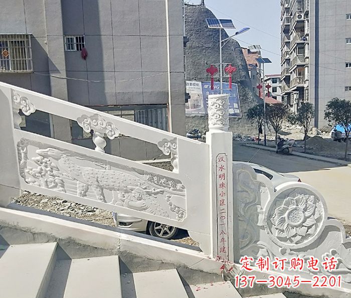上海汉白玉石雕栏板,唯美园林装饰