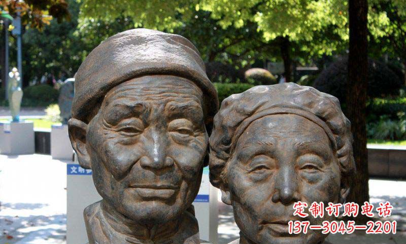 上海老年夫妻头像铜雕