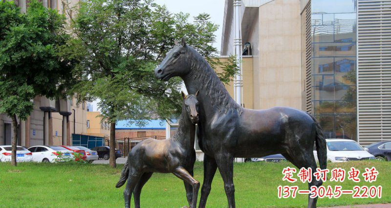 上海公园母子马动物铜雕